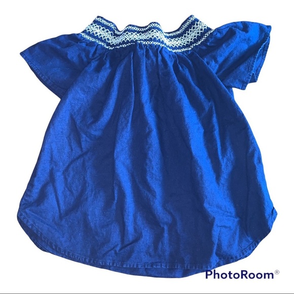 Vineyard Vines Deep Bay Blue Off the Shoulder Embroidered Top size XS - Picture 4 of 7